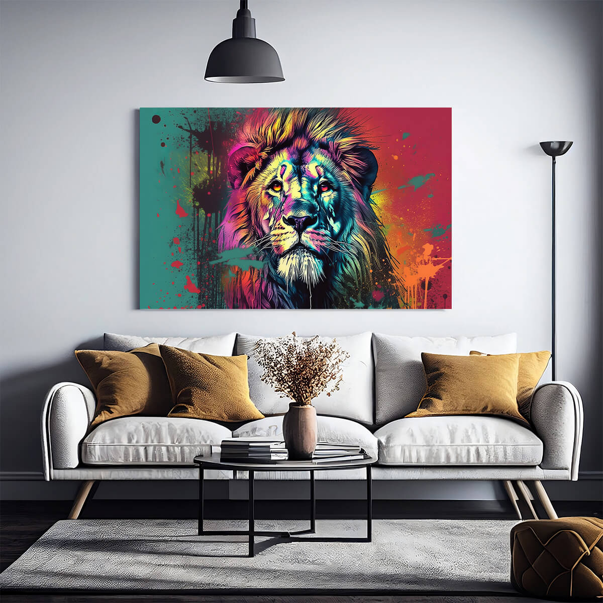 Tableau Aura Lion Multicolore 2
