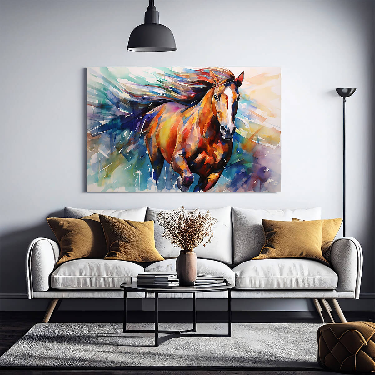 Tableau Peinture Colorée Cheval 2