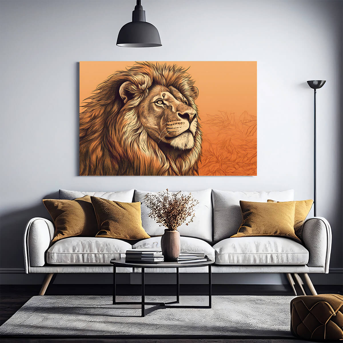 Tableau Peinture Lion Ambre 2