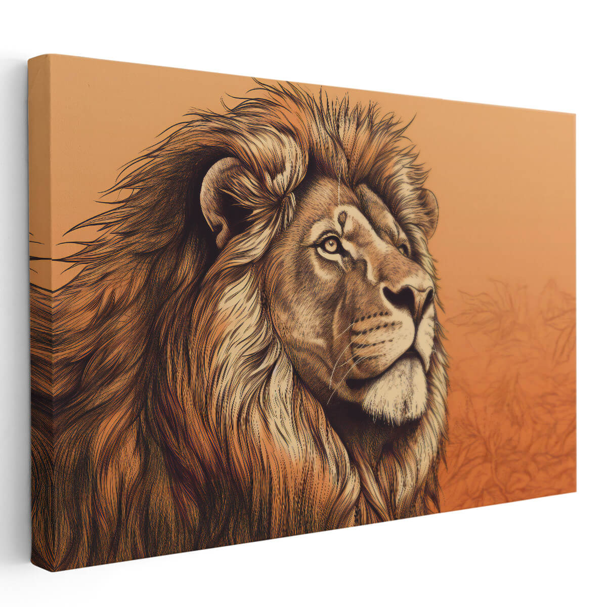 Tableau Peinture Lion Ambre