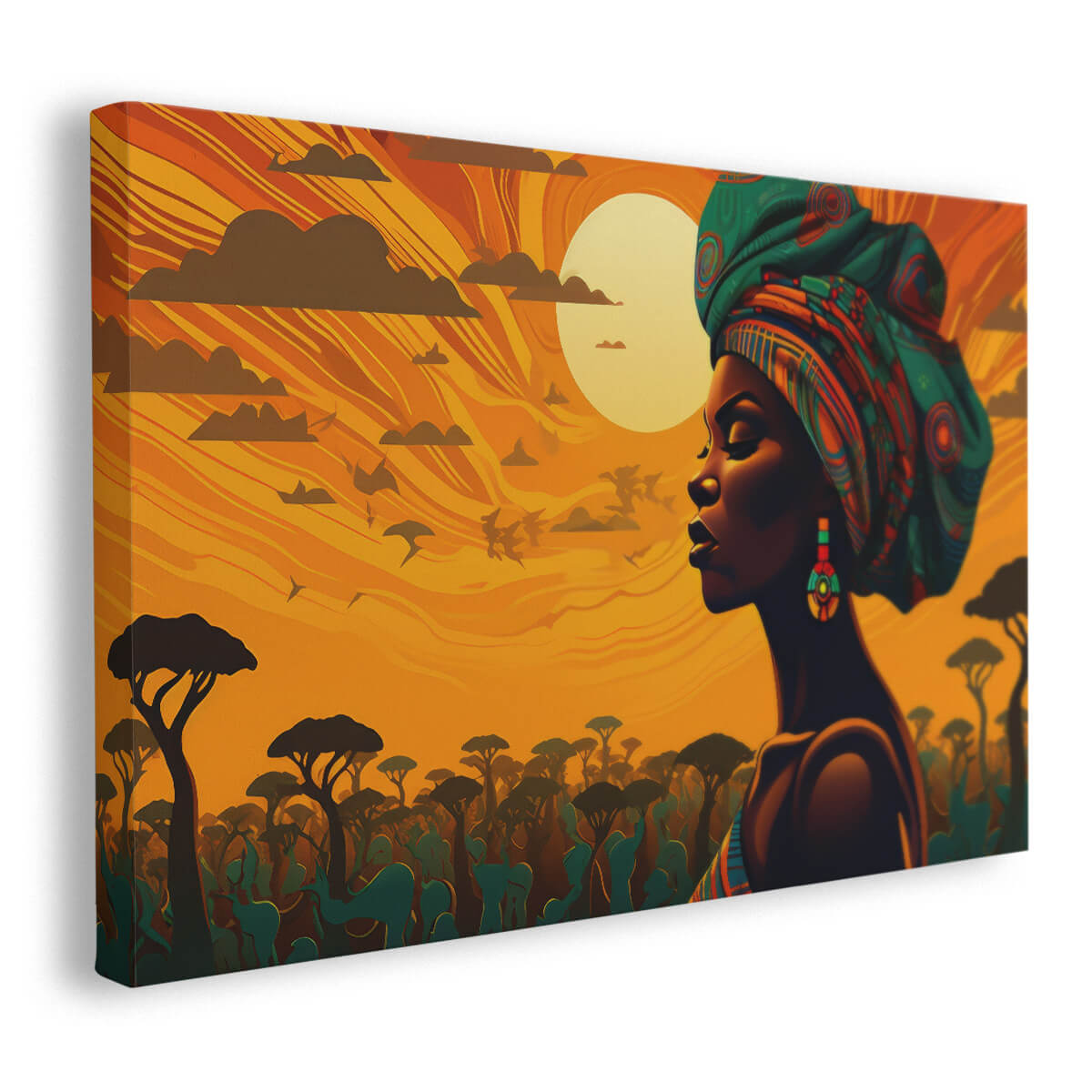 Tableau Peinture Crepuscule Africain