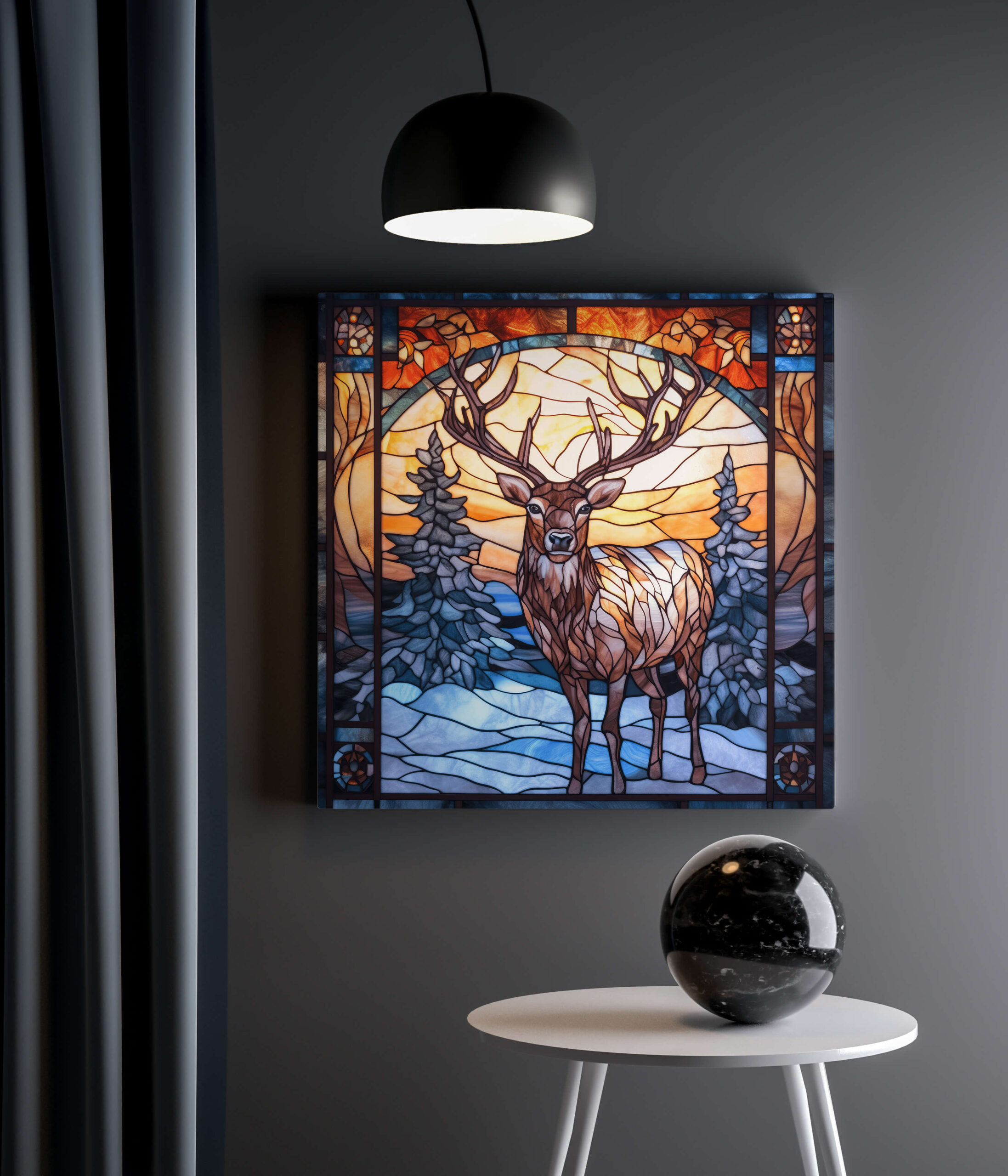 Tableau Vitrail Cerf 2