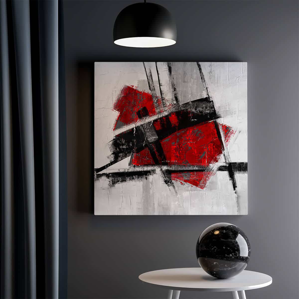 Tableau Abstrait Rouge Dynamique 2