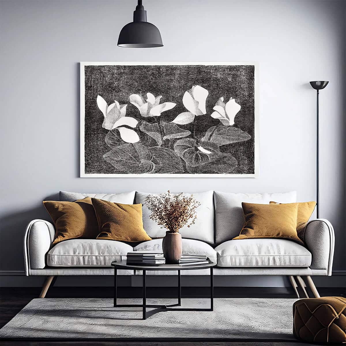 Tableau Fleurs en Noir et Blanc 2