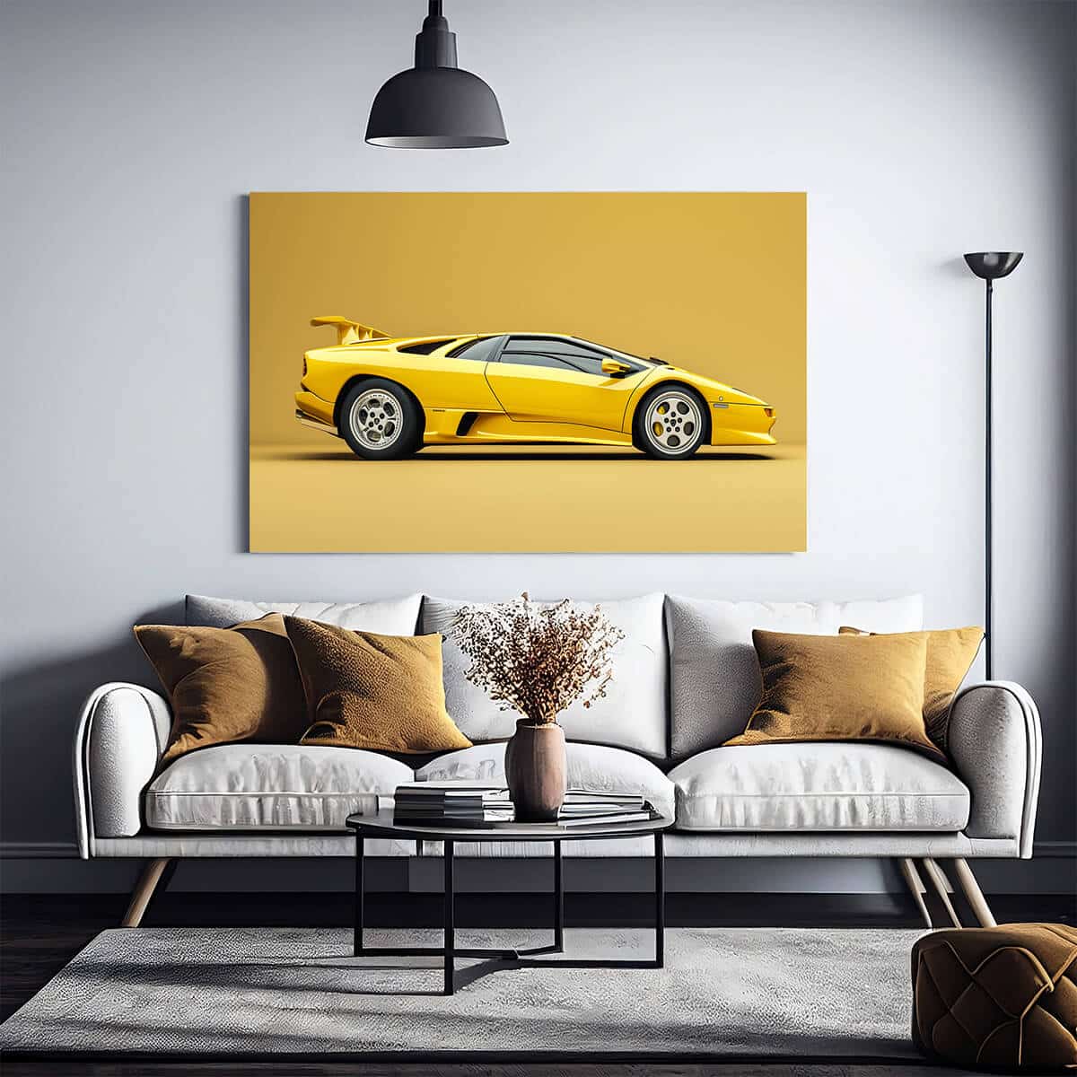 Tableau Lamborghini Diablo jaune 2