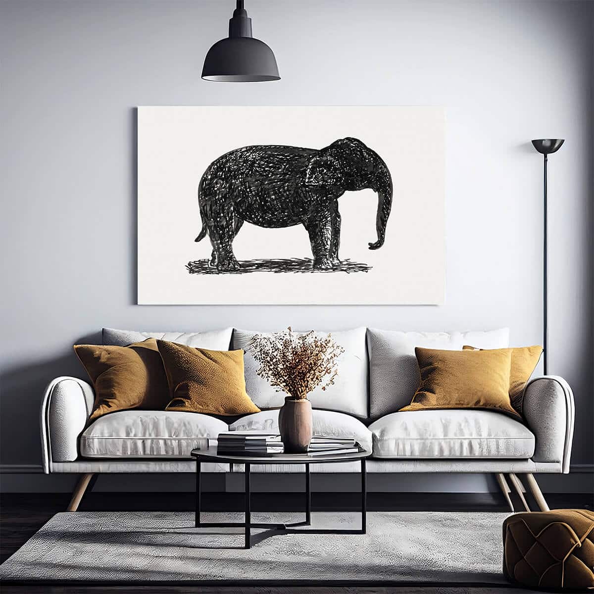 Tableau Noir et Blanc Elephant 2