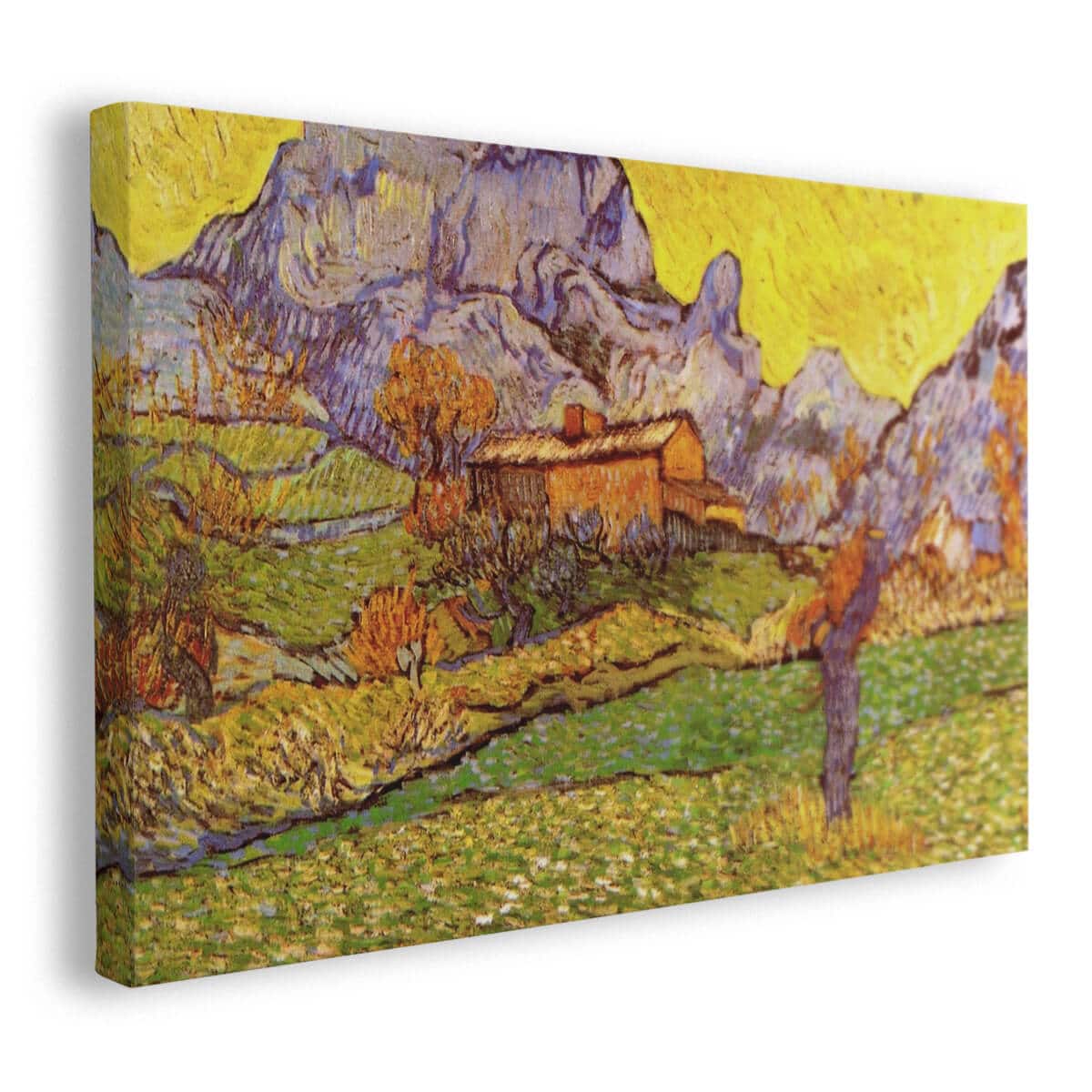 Tableau Van Gogh Pré en Montagne